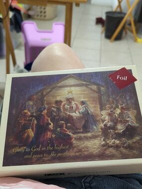 LANG Religious Nativity Christmas Cards - Foil Accent 15 Cards 16 Envelopes